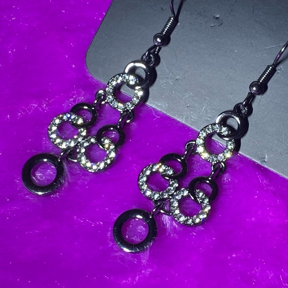 Paparazzi Black Luminously Linked Dangle Earrings - Picture 4 of 5